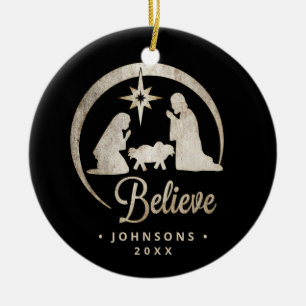 Christmas Nativity Silhouette Ceramic Tree Decoration