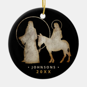 Christmas Nativity Silhouette Ceramic Tree Decoration