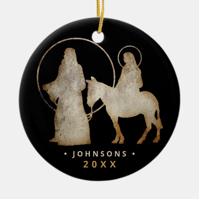 Christmas Nativity Silhouette Ceramic Tree Decoration (Front)