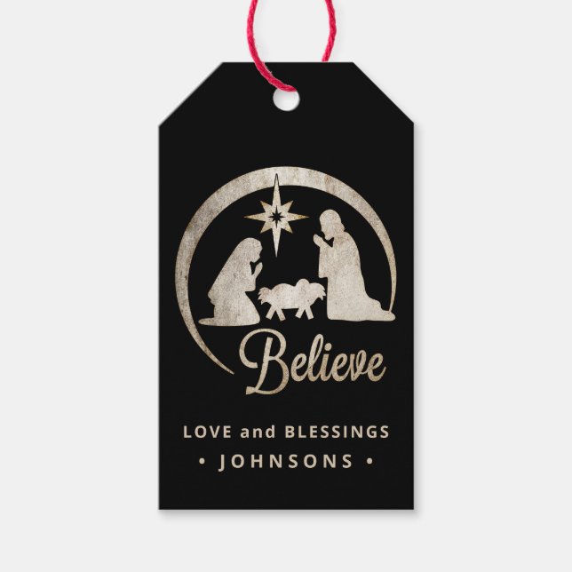 Christmas Nativity Silhouette Gift Tags (Front)