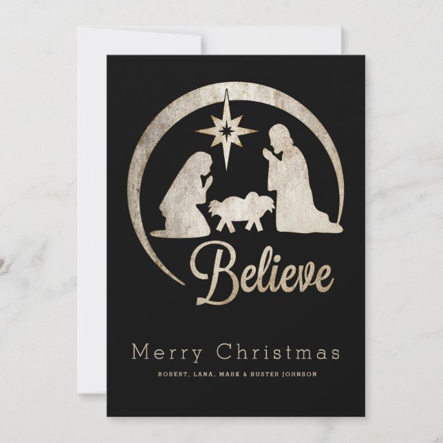 Christmas Nativity Silhouette Holiday Card (Front)