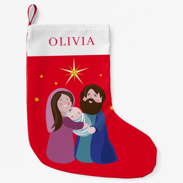 Christmas Nativity Small Christmas Stocking (Front)