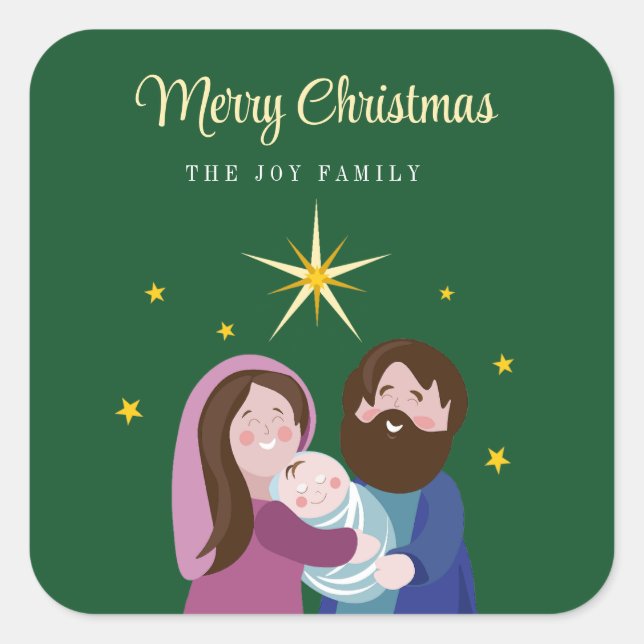 Christmas Nativity Square Sticker (Front)