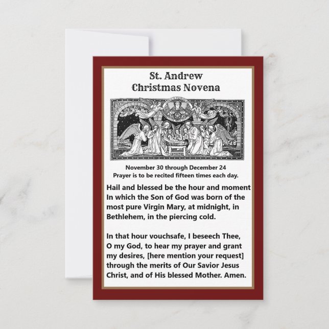 Christmas Nativity St. Andrew Novena Prayer Card (Front)