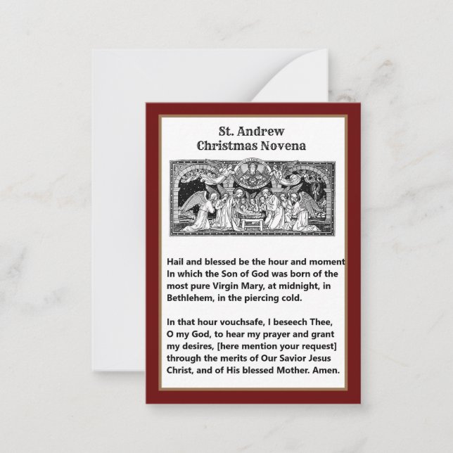Christmas Nativity St. Andrew Novena Prayer Card (Front)