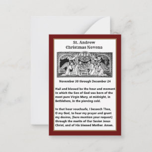 Christmas Nativity St. Andrew Novena Prayer Card