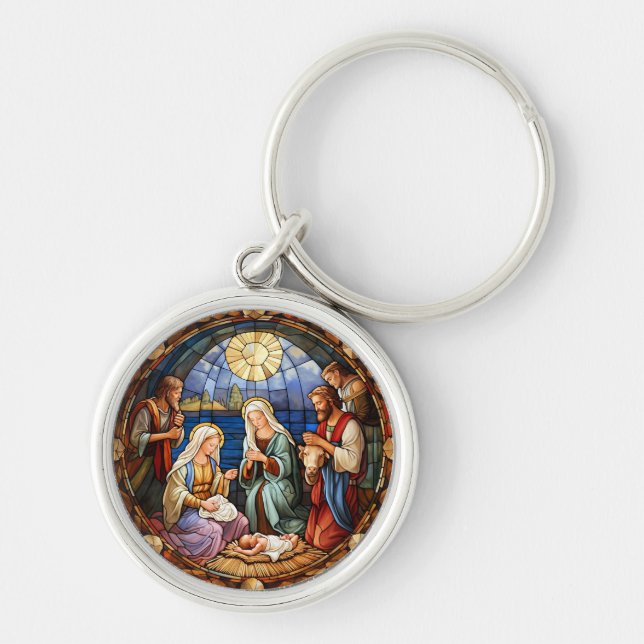 Christmas Nativity Stained Glass Key Ring (Front)