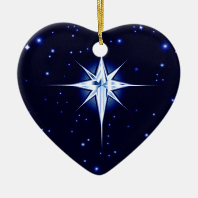 Christmas Nativity Star Ceramic Tree Decoration (Front)