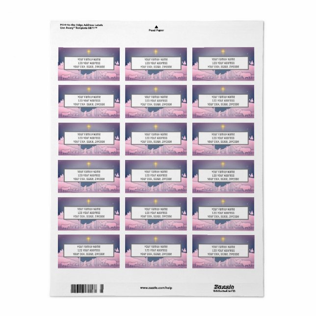 Christmas Nativity Star Of Bethlehem Address Label (Full Sheet)