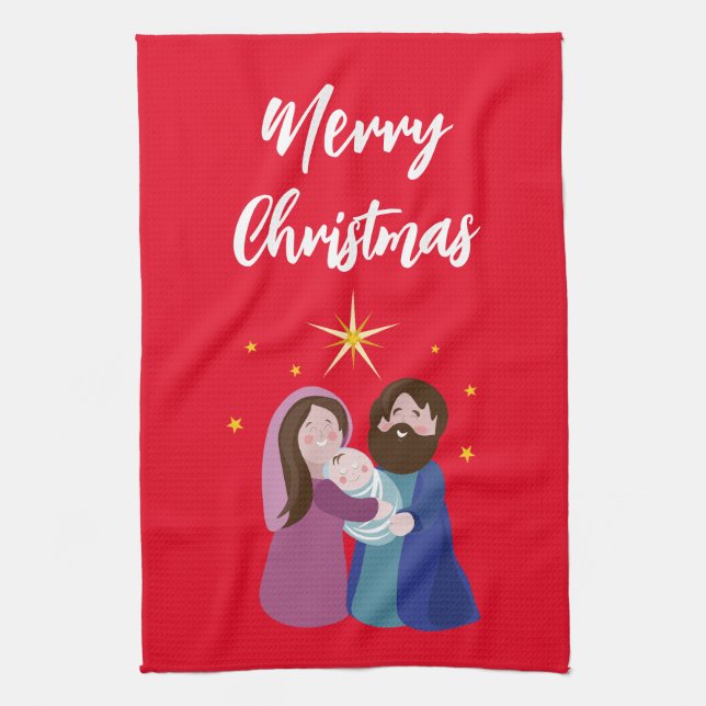 Christmas Nativity Tea Towel (Vertical)