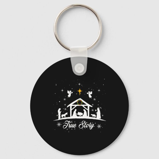 Christmas Nativity True Story Nativity Scene Gifts Key Ring (Front)