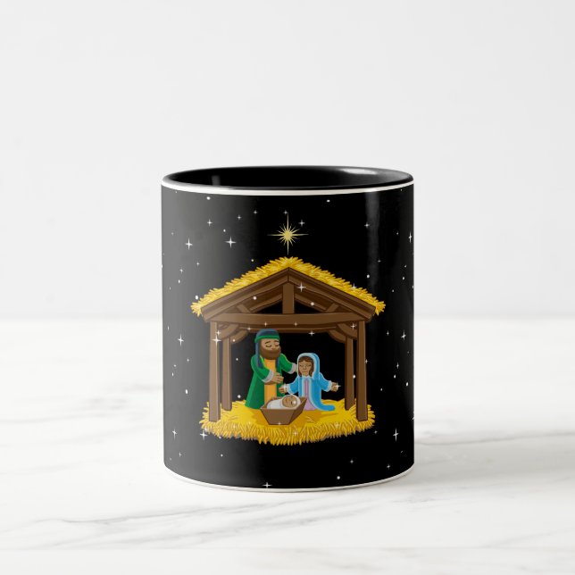 Christmas Nativity Two-Tone Coffee Mug (Center)