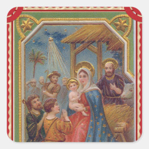 Christmas Nativity Vintage Design of Baby Jesus Square Sticker