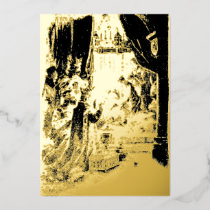 Christmas Nativity Vintage Victorian Era 1895 Foil Holiday Card