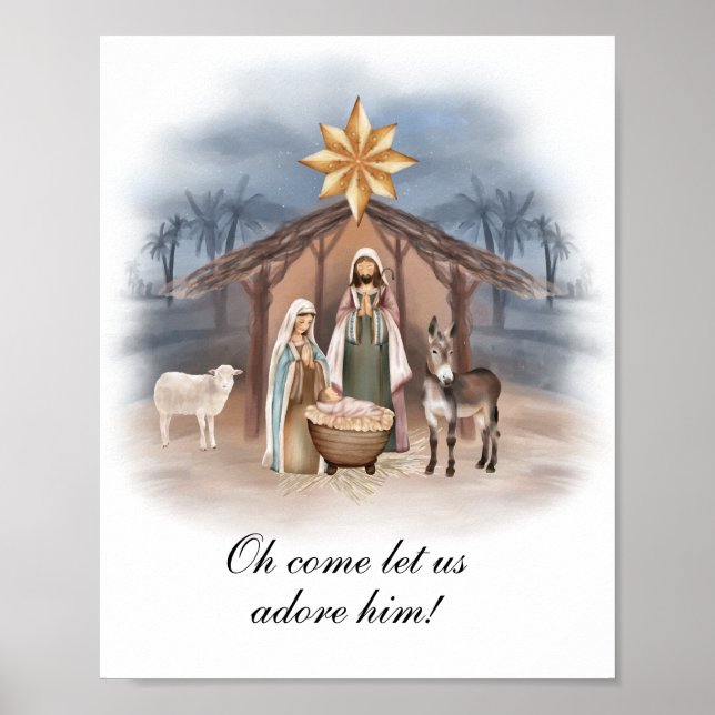 Christmas Nativity Wall Art Poster, Jesus (Front)
