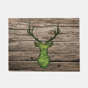 Christmas Natural Deer Wood Door Mat