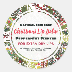Christmas Natural Handmade Lip Balm Classic Round Sticker