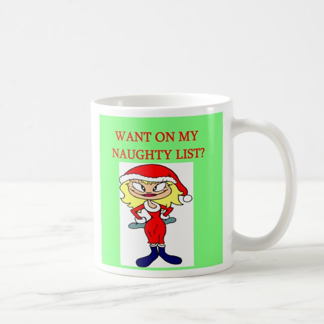 christmas naughty list girl xmas joke, christma... coffee mug (Right)