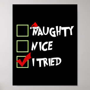 Christmas Naughty Nice Funny I Tried Family Xmas P Poster