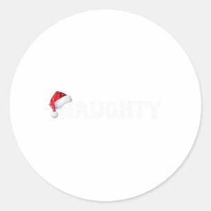 Christmas Naughty Nice Matching Funny Xmas Couple Classic Round Sticker