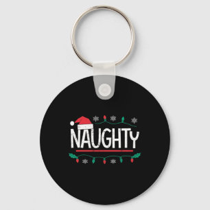 Christmas Naughty Nice Matching Funny Xmas Couple Key Ring