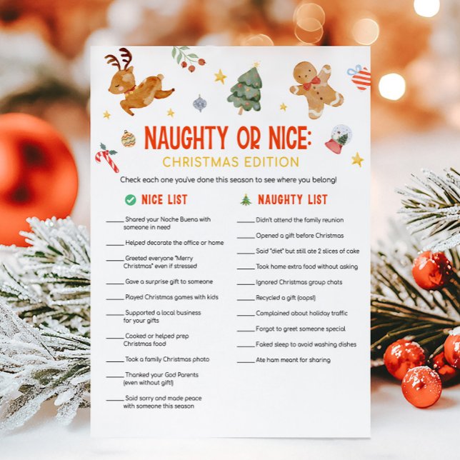 Christmas Naughty or Nice Game Holiday Card (Christmas Party Games )