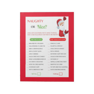 Christmas Naughty Or Nice Game Notepad