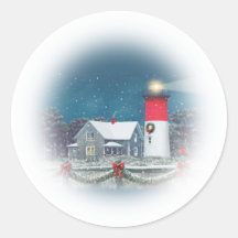 Christmas Nauset Lighthouse Sticker