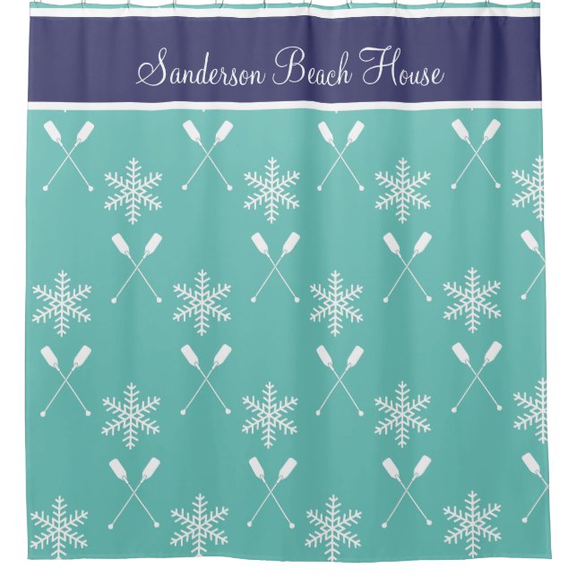 Christmas Nautical paddles  winter paddles beach   Shower Curtain (Front)