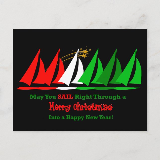Christmas Nautical Sailing Postcard (Front)