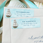 Christmas Nautical Sailing Ship Return Address<br><div class="desc">These nautical Christmas return address labels feature a watercolor sailing ship decorated for the holidays,  on an aqua blue watercolor texture background. Check out the collection for matching products,  and feel free to message me through Zazzle Chat if you need a special product or design tweaks.</div>