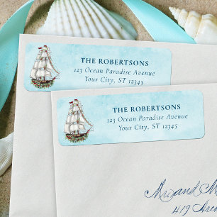 Christmas Nautical Sailing Ship Return Address