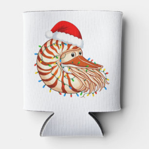 Christmas Nautilus Pompilius Santa Hat Holiday Can Cooler