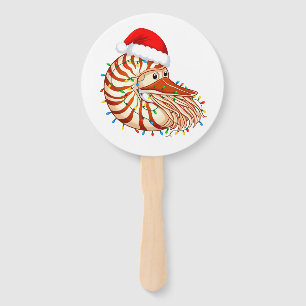 Christmas Nautilus Pompilius Santa Hat Holiday Hand Fan