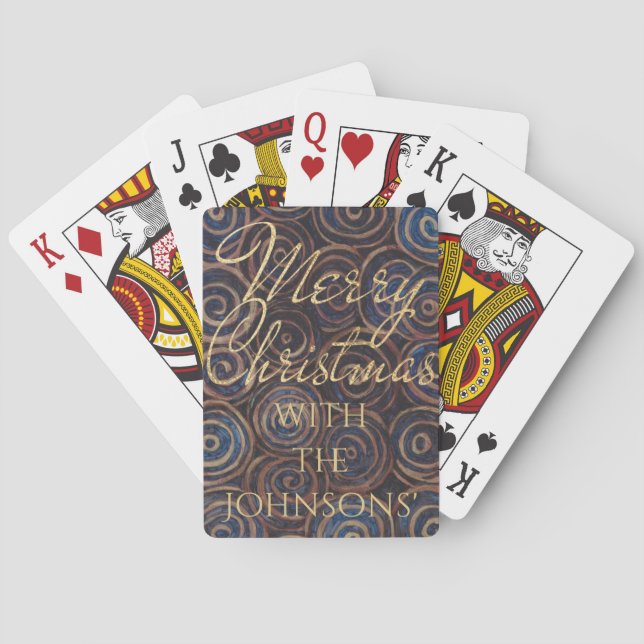 Christmas Nave and Gold Swirls Playing Cards (Back)