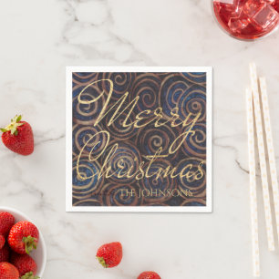 Christmas Navy and Gold Napkin
