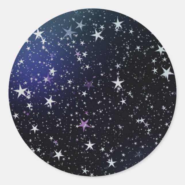 Christmas Navy Blue Shiny Stars Elegant Holidays Classic Round Sticker (Front)