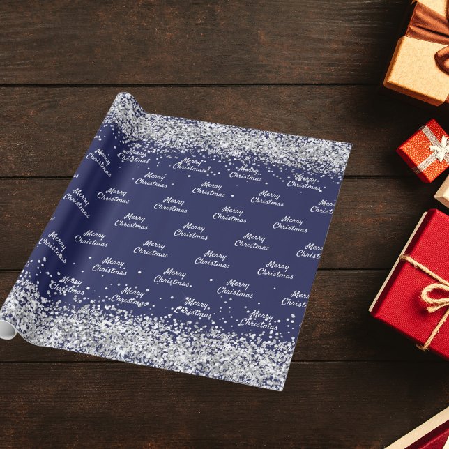 Christmas navy blue silver elegant wrapping paper (Creator Uploaded)