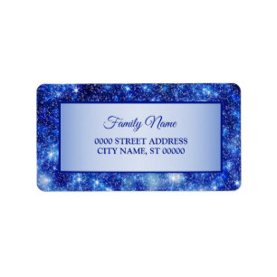 Christmas Navy Blue Sparkle Holidays Label