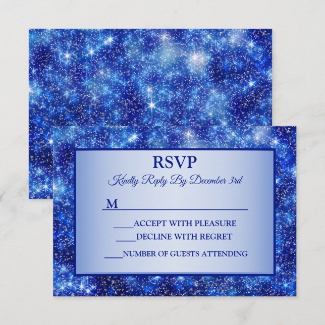 Christmas Navy Blue Sparkle Holidays RSVP Card (Front/Back)