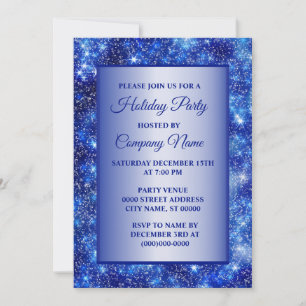 Christmas Navy Blue Sparkle Party Holidays Invitation