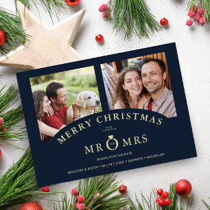 Christmas Navy Chic Luxury Golden 2 Photos Wedding