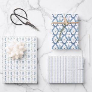 Christmas Navy Ginger Jar  Wrapping Paper Sheet