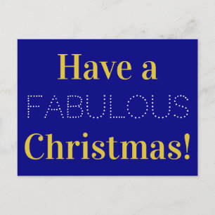 Christmas Navy Gold White Tyopgraphy Text Holiday Postcard