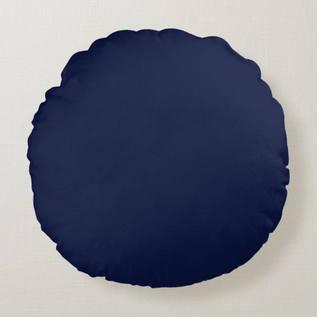 Christmas navy, solid navy, deep navy, plain navy round cushion (Front)