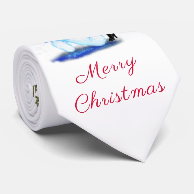 Christmas neck Tie Snowman and Girl Dance (Rolled)