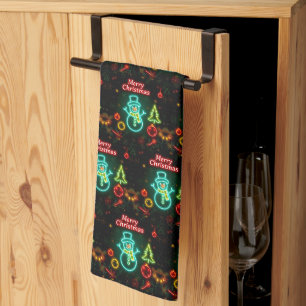Christmas Neon Popular Holiday Collection Tea Towel