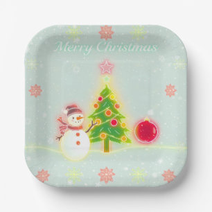 Christmas Neon Trendy Holiday Collection Paper Plate