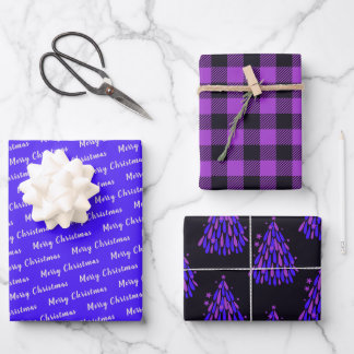 Christmas Neon Violet  Wrapping Paper Sheet