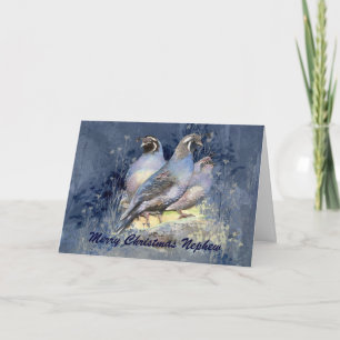 Christmas Nephew  California Quail Bird Holiday Card